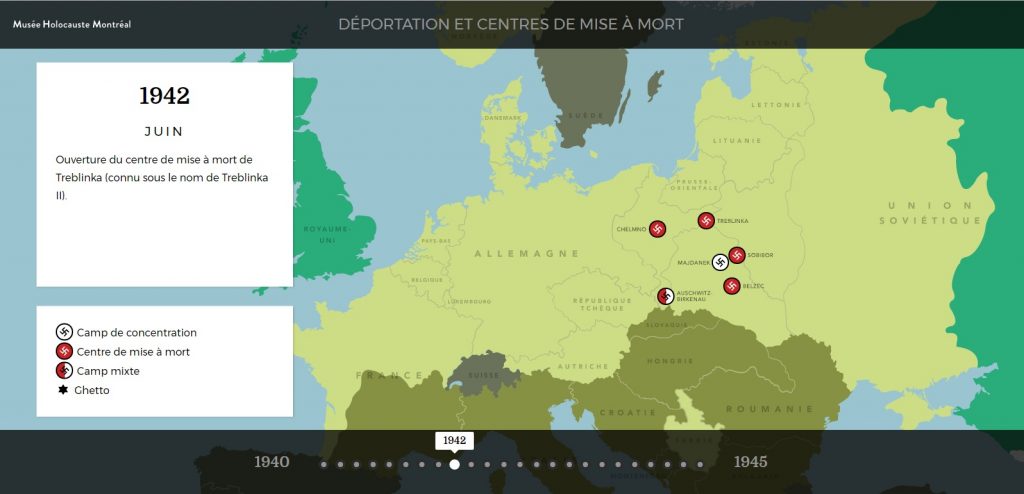 Carte des déportations et centres de mise à mort durant l'Holocauste. 