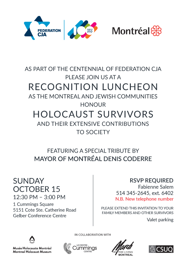 Holocaust survivor recognition luncheon