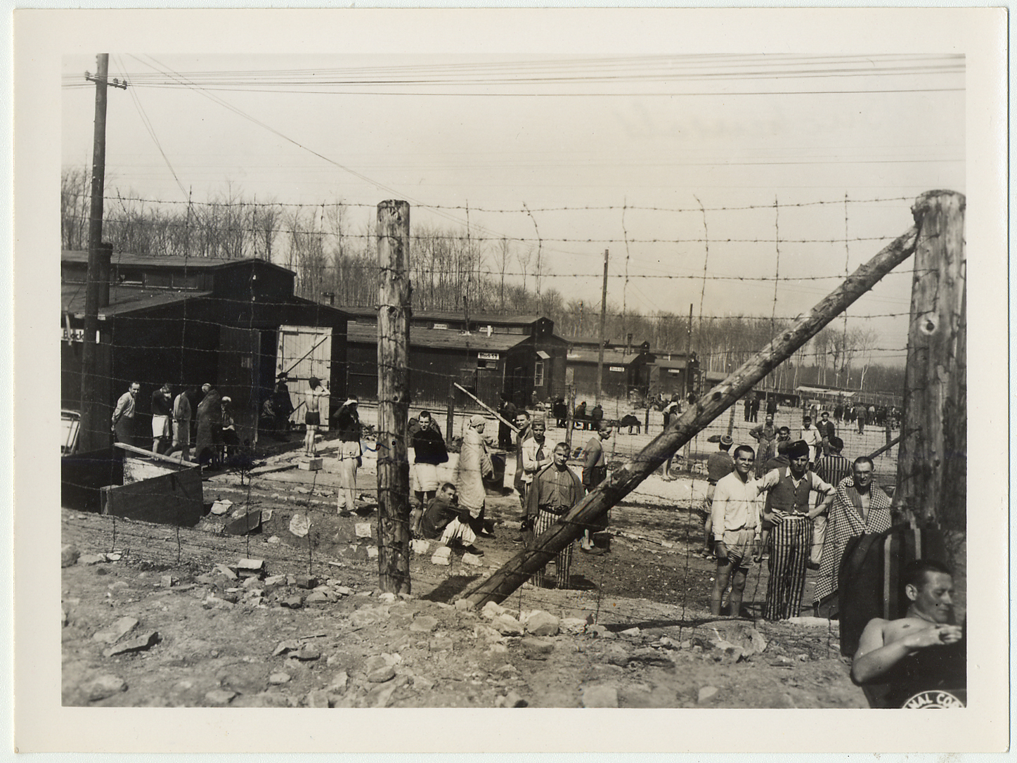 Survivors at the Buchenwald concentration camp shortly after liberation. Buchenwald (Germany), April 1945.