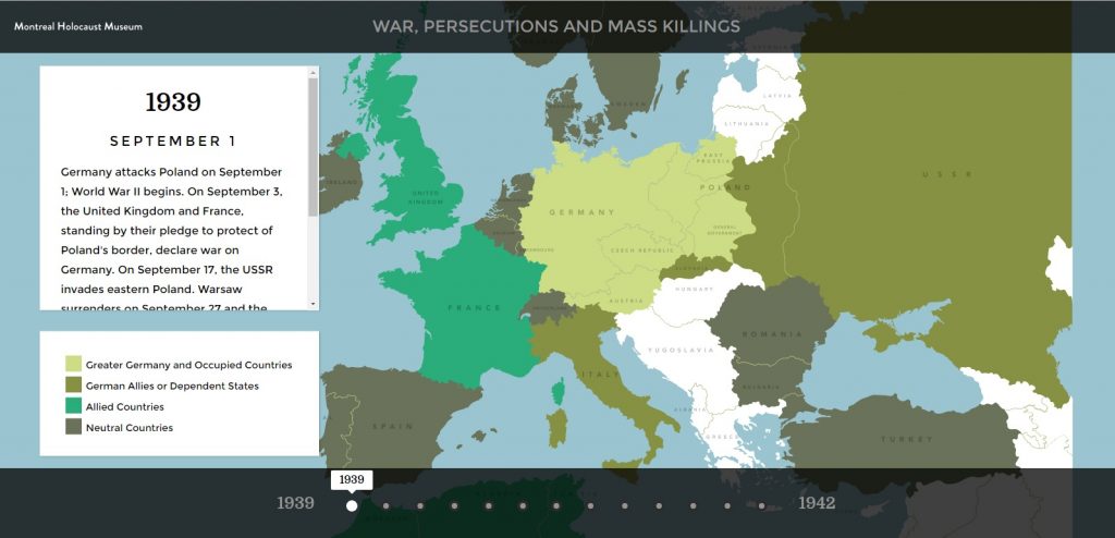 Map of war, persecutions and mass killing during the Holocaust and World War II