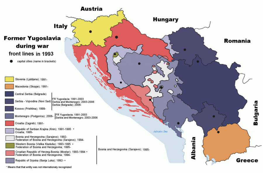 Former Yugoslavia Map - Bosnian Genocide
