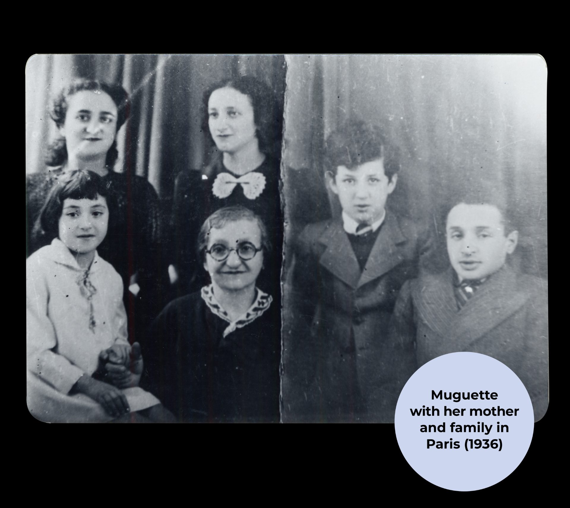 Muguette with her mother and family in Paris (1936)